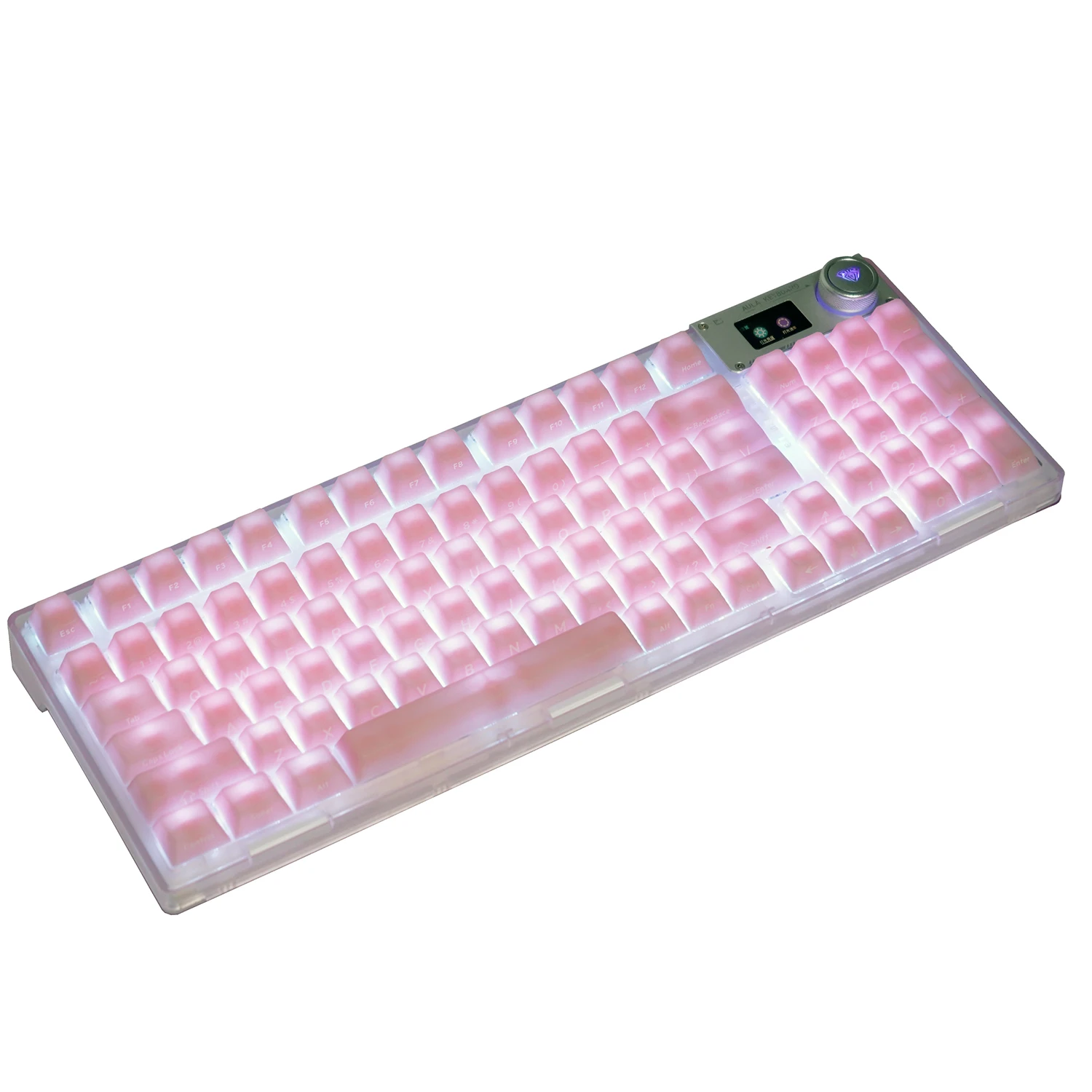 NPKC 127Key Pink Backlit Keycaps Cherry Profile Key caps Side Print Keycap For MX Switch Mechanical Keyboard Key cap ANSI Layout