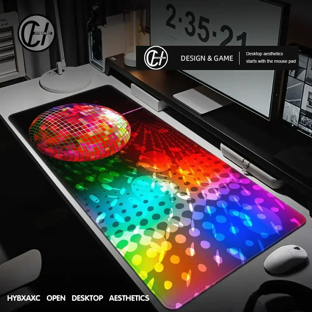 Tapis en caoutchouc métallique coloré paillettes Look Disco Ball Image Gamer clavier tapis sans fil souris Ped mignon tapis de bureau jeu Pc tapis de bureau