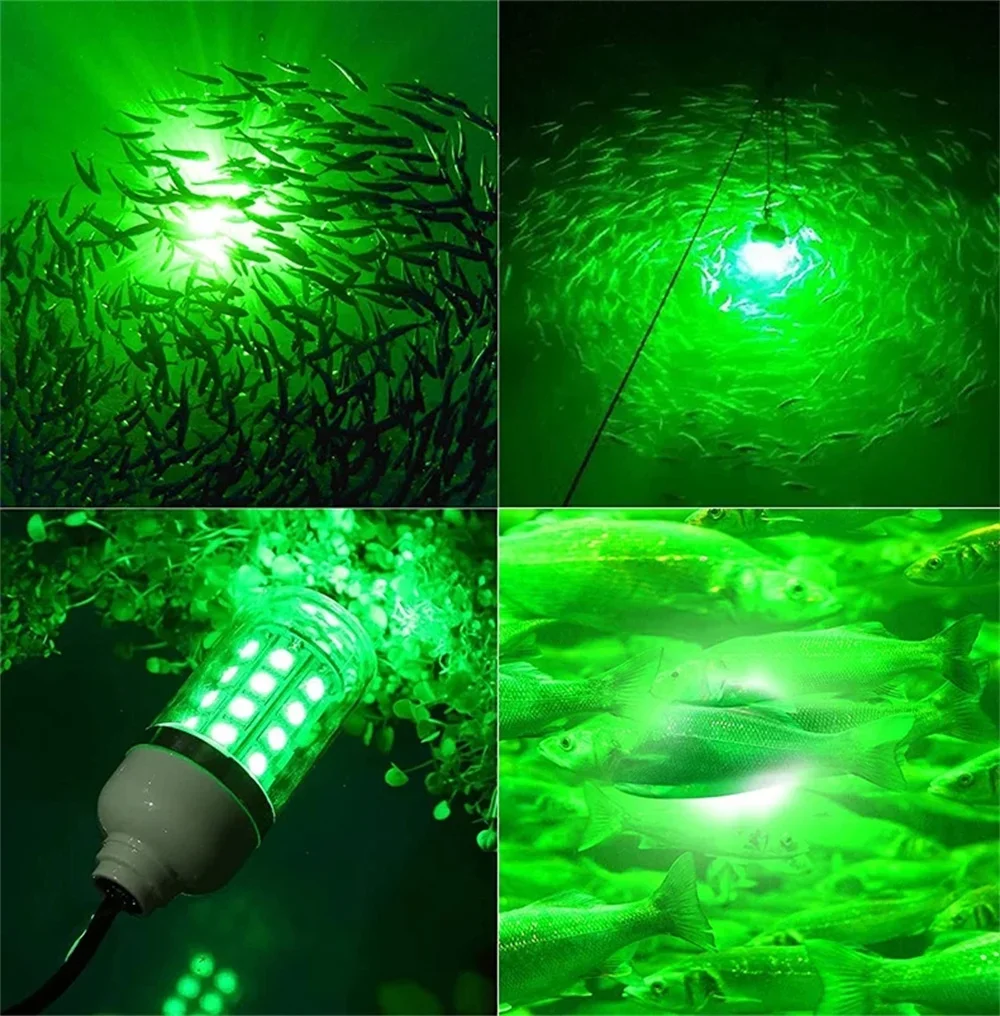 Luz LED de pesca, lámpara subacuática para peces AC/DC12V Ip68, focos de cebo, señuelo atractivo para recoger gambas, calamar, Krill Multicolor