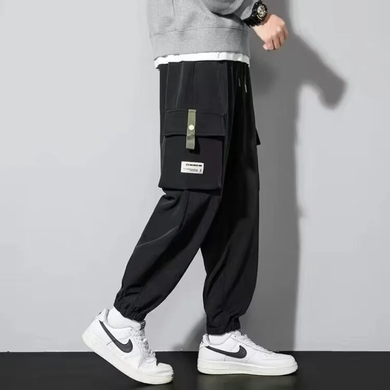 

Summer Thin Work Pants Men's Loose Foot Ties Plus Size Sports Pants New Multi-pocket Casual Trousers