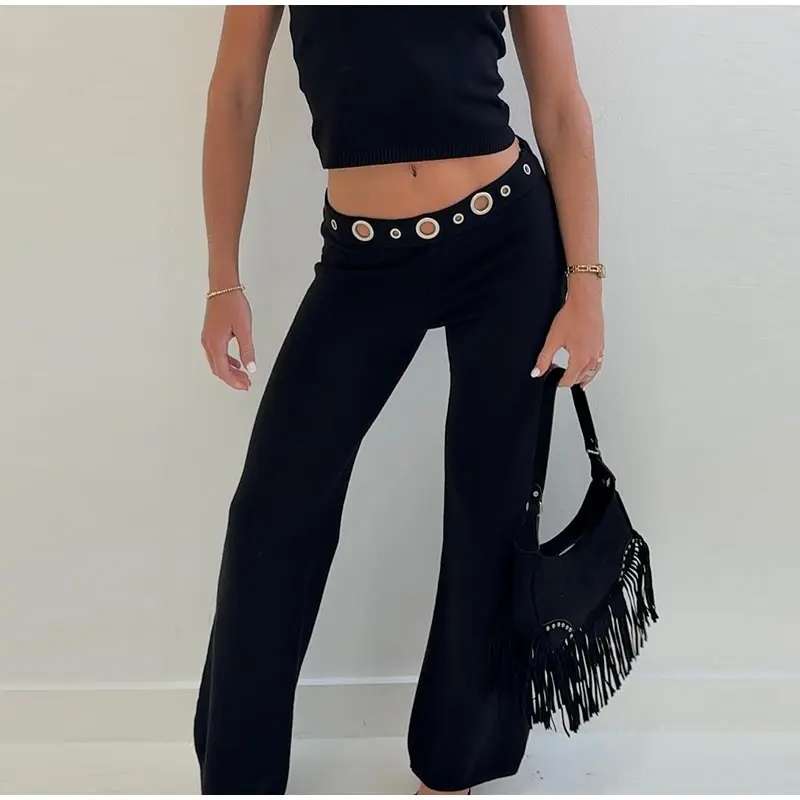 Hohle, ausgeschnittene Neckholder-Cropped-Tops und Hosen, 2-teilige Sets, sexy, ärmellos, rückenfrei, schmal geschnittenes Top, weit geschnittene Hosen, schicke Damen-Outfits, neu – Detail 5