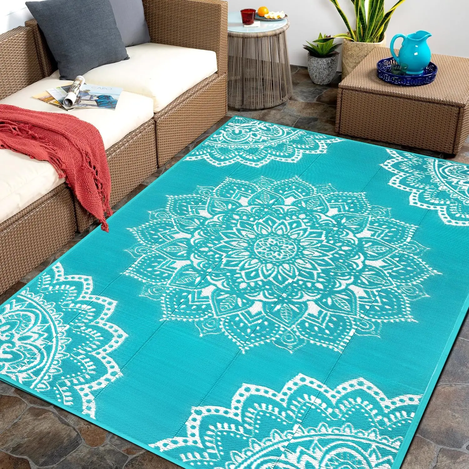 

Waterproof Outdoor Rug 5x8 ft, Reversible Plastic Straw Rug for Patio Clearance, Camping, RV Mat, Large Outside Rug Carpet fo