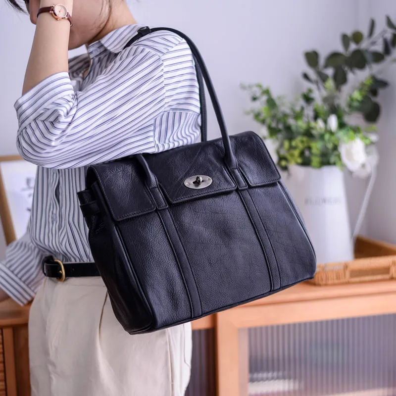 Business casual designers handmade genuine leather women\'s shoulder bag fashion outdoor travel work real cowhide female handbag