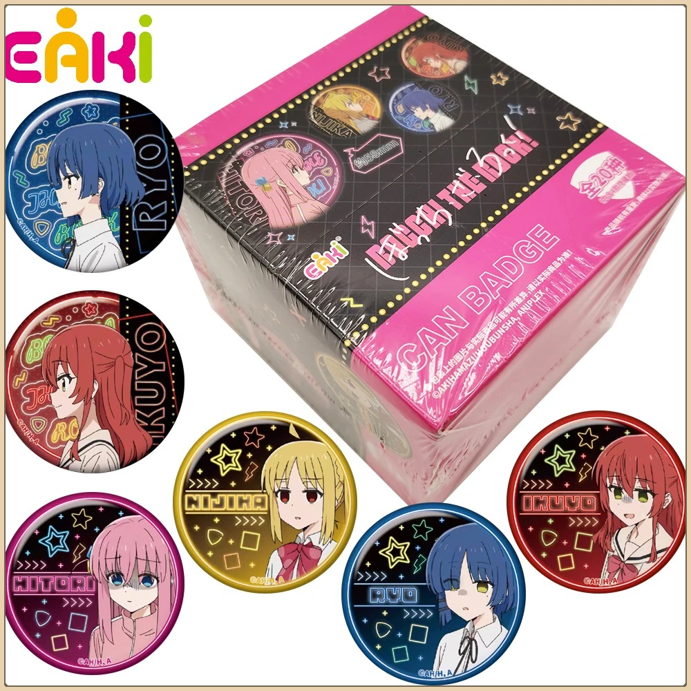 

New Genuine EAKI Bocchi The Rock！Anime Peripheral Round Double Flash Badge Kids Commemorative Brooches Backpack Decoration Gifts