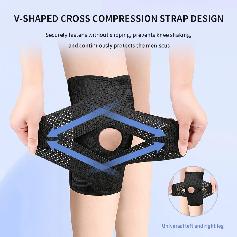 1pc Adjustable Sports Kneepad Patella Brace Pressurized Elastic For Gym Running Basketball Volleyball Yoga Knee Pain Relief