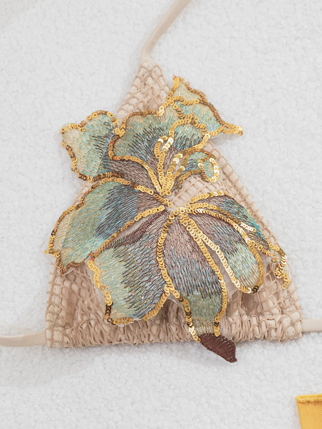 Sexy Mikro-Bikini-Sets mit Applikationen und Blumenmuster, 3-teilig, mit Netzüberzug, Rock, Badebekleidung, Badeanzug, Strand-Outfits, Badeanzüge, Biquini, Tankini