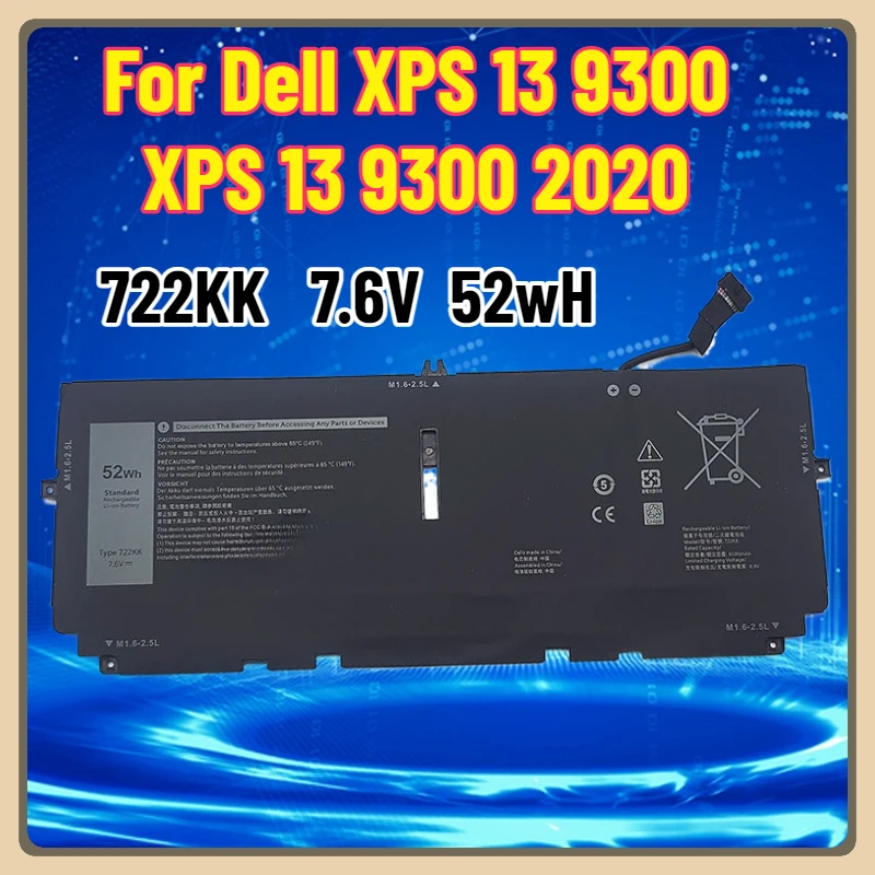 

Замена аккумулятора 7,6 В, 52 Втч, 722KK для Dell XPS 13 9300 XPS 13 9300 2020 серии WN0N0 FP86V 2XXFW