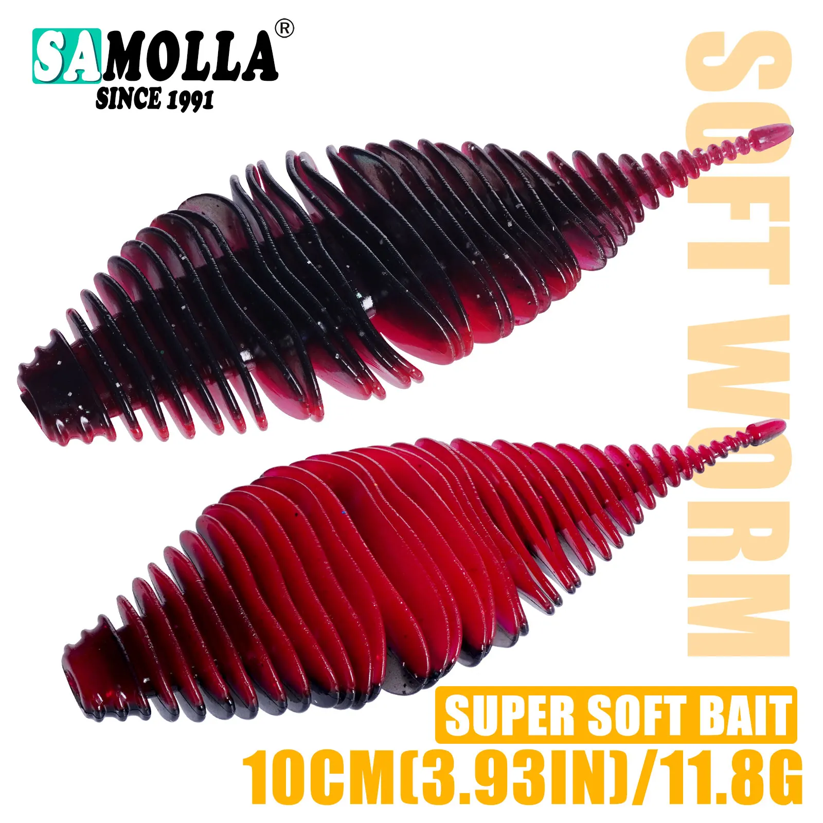 SAMOLLA Wurm Silikon Weicher Köder Angeln Köder Faltenbalg Kiemen Künstliche Hecht Bass Swimbait Rig Für Angeln Köder leurre souple
