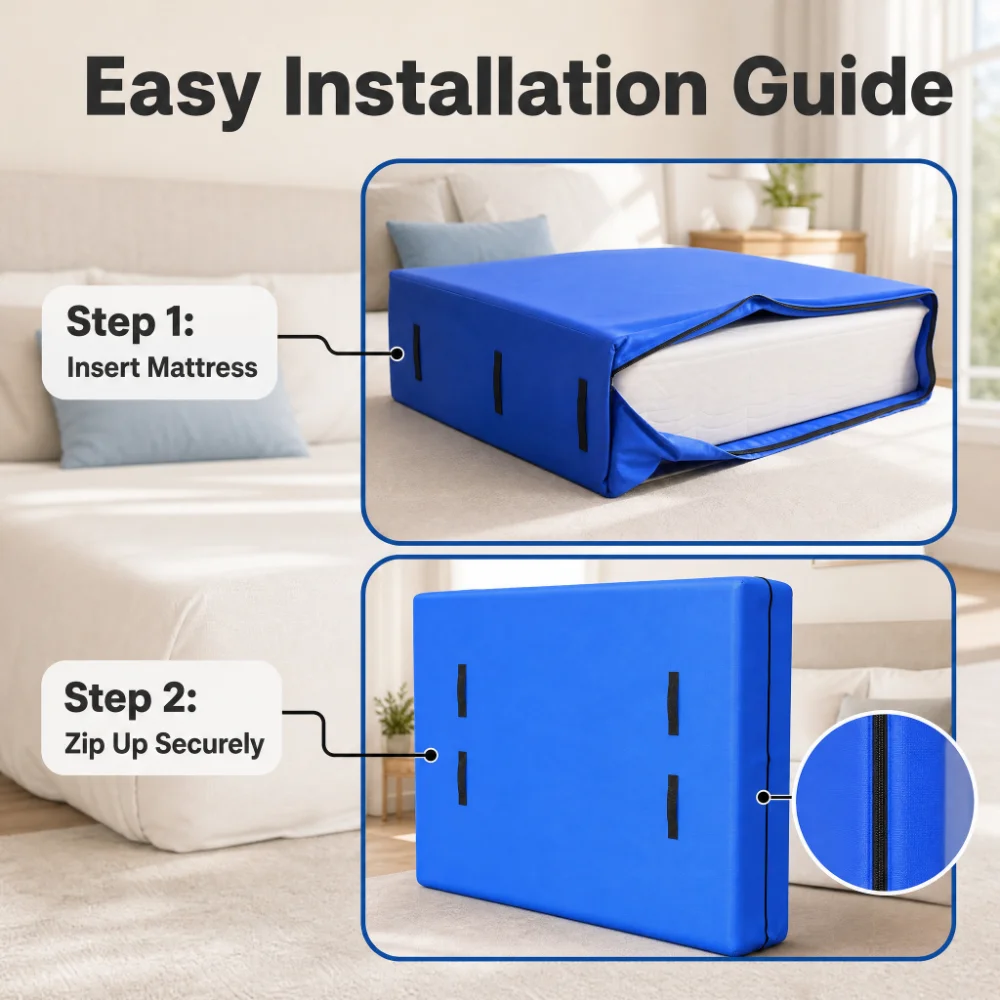 Mattress Storage Bag with Heavy Duty Dual Zipper Sturdy Handles Dustproof Waterproof for Moving Use