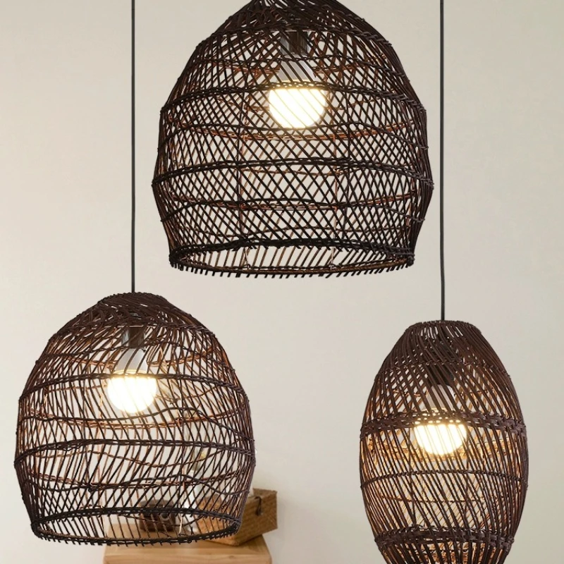 Imagem -02 - Luz Pendente de Vime Natural Estilo Chinês Lâmpadas Tecidas à Mão para Viver Mesa de Jantar Lustre Suspenso para Decoração de Casa