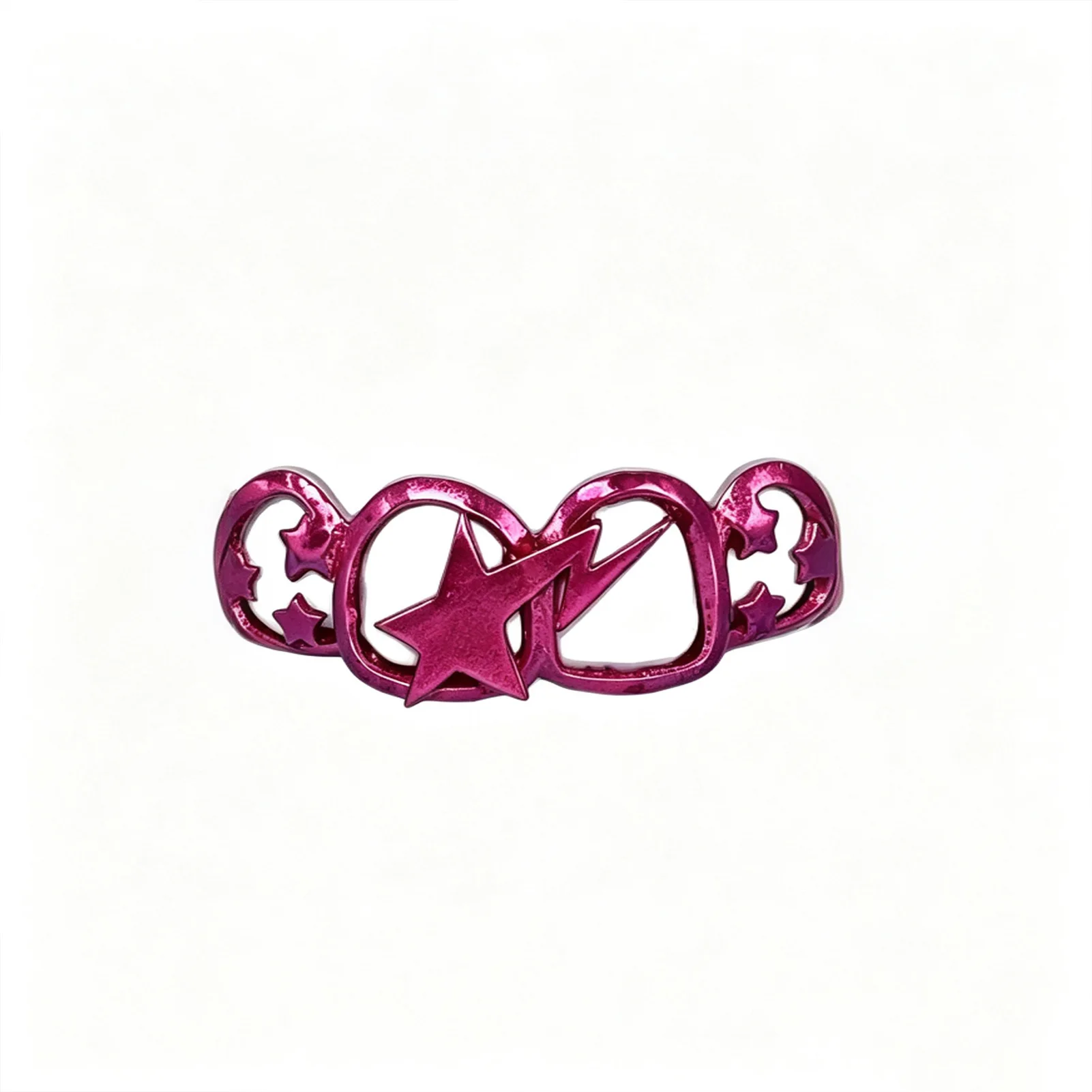 Y2K Hot Pink Grillz 6 Tooth Top Hollow Out Star Lightning Bolt Hip Hop Rapper Teeth Grills Wholesale Jewelry for Women Men
