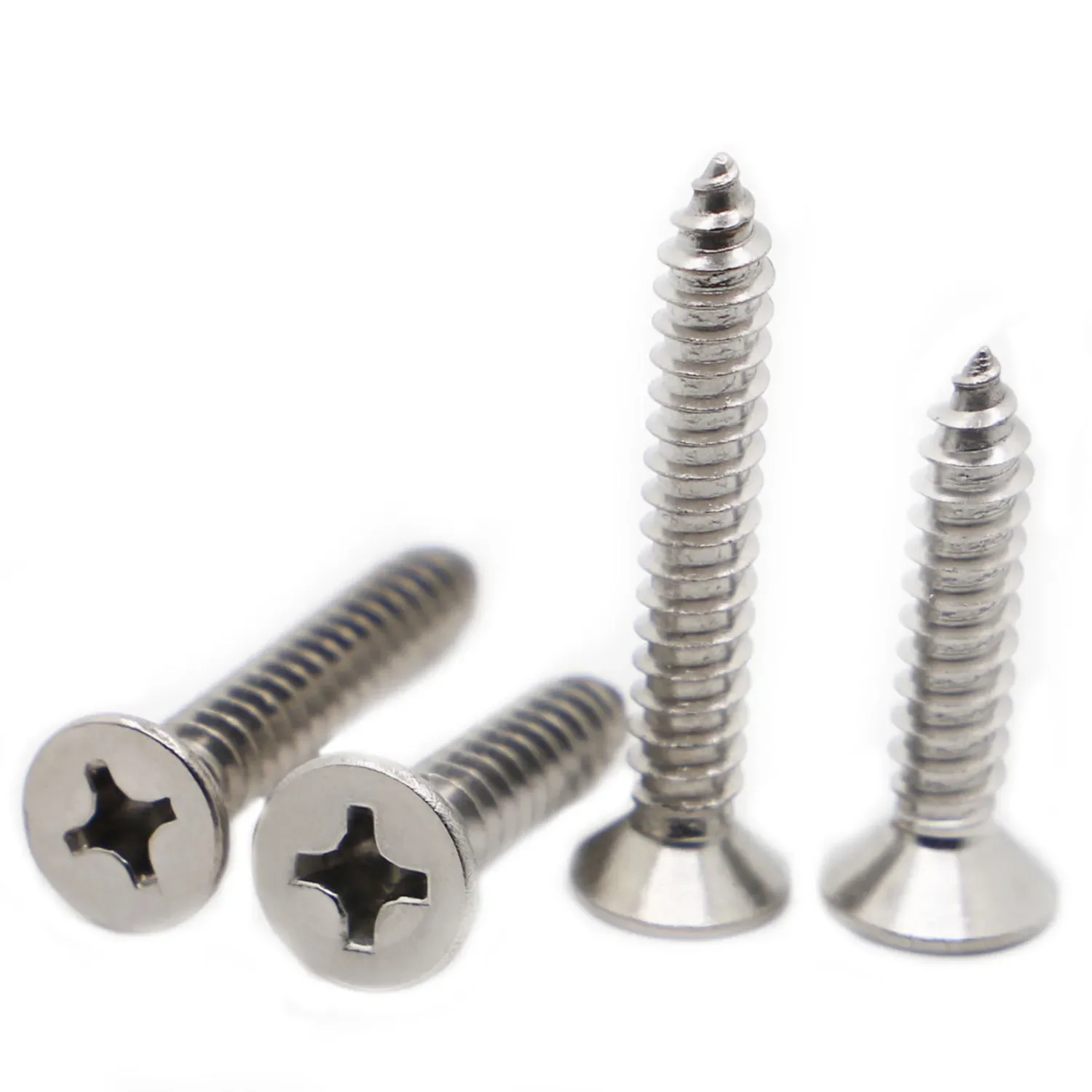 

304 Stainless Steel Countersunk Head Tapping Screws M1 M1.2 M1.4 M1.7 M2 M2.3 M2.6 M3 M4 M5 M6 Cross Recessed Flat Wood Screw