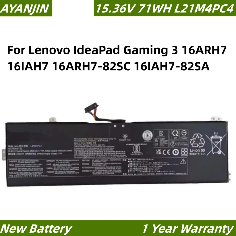 New L21M4PC4 L21L4PC1 5B11F36373 SB11F36374 SB11F36368 Battery For Lenovo IdeaPad Gaming 3 16ARH7 16IAH7 16ARH7-82SC 16IAH7-82SA