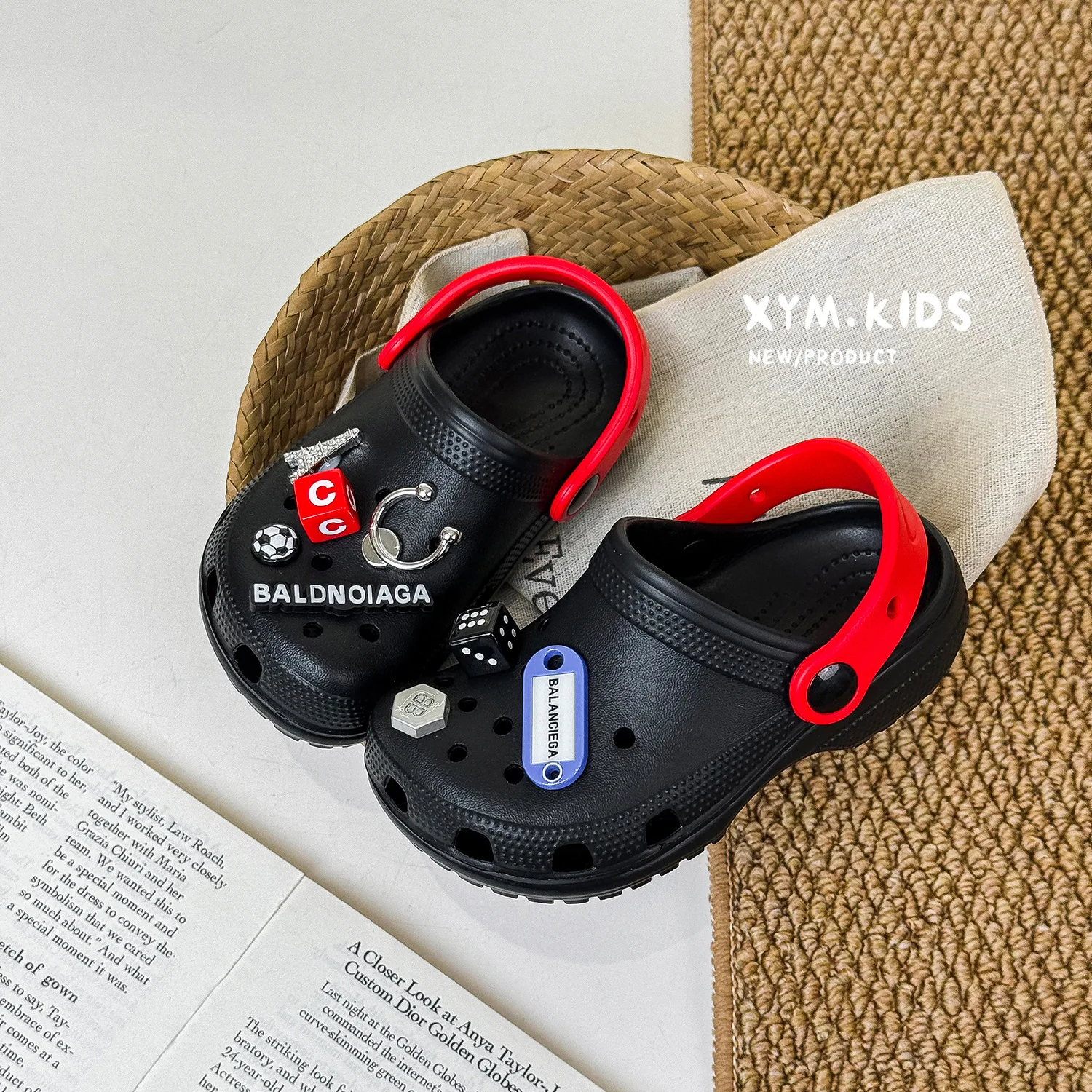 2026 Summer New Kids Cute DIY Accessories Clogs Toddler Two Way Wear Strap Mules for Boys Girls Chidlren Backless Sports Sandals