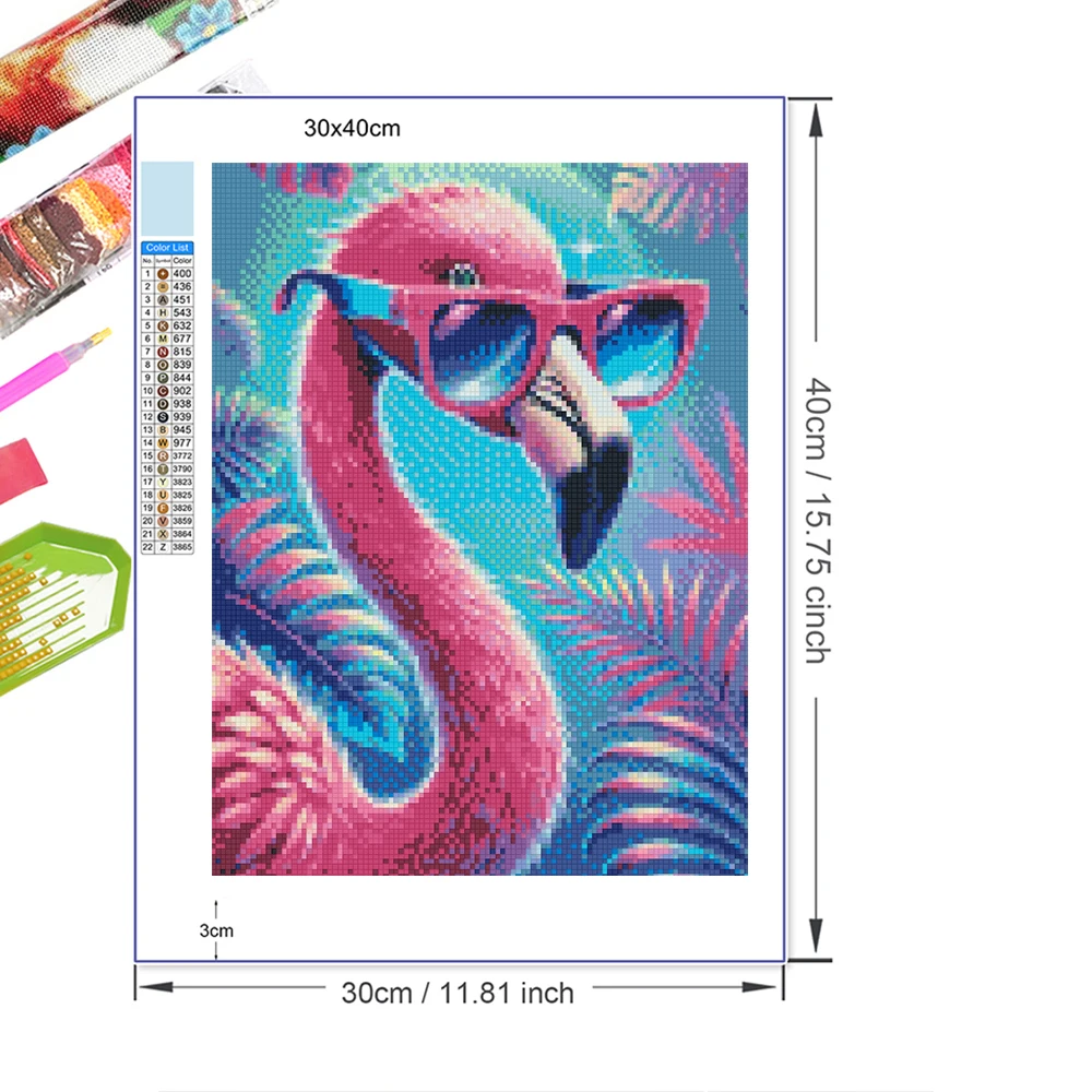 5D الماس الفسيفساء فلامنغو الحيوان صورة الراين اللوحة الطيور عبر الابره مجموعات DIY التطريز اليدوية هدية #4