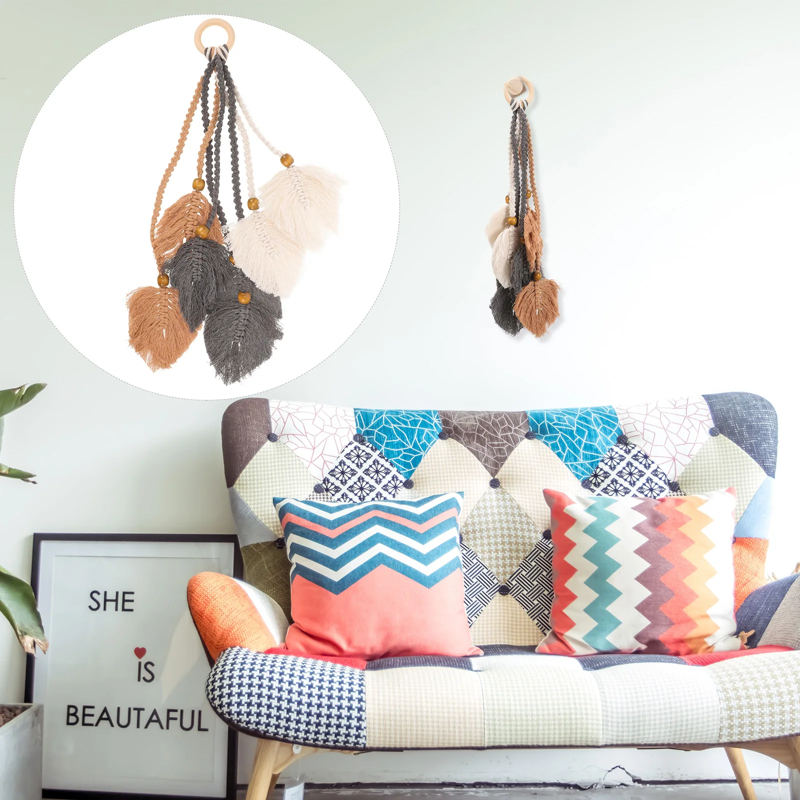 

Leaf Hanging Decoration Boho Wall Hanging Home Decor Living Room Bedroom Cotton Material Sturdy Long Lasting Unique Handcrafted