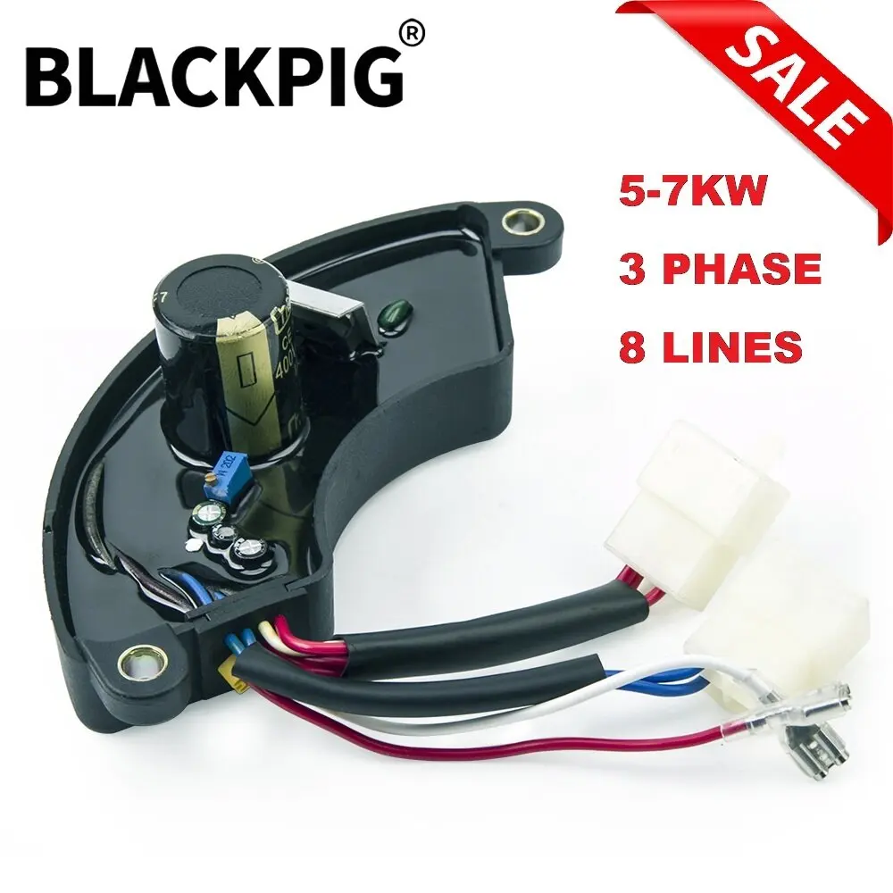 

8-проводной 5 кВт 7 кВт AVR стабилизатор напряжения для генератора, 3-фазная плата управления, запчасти для бензинового генератора, 400В 470 мкФ