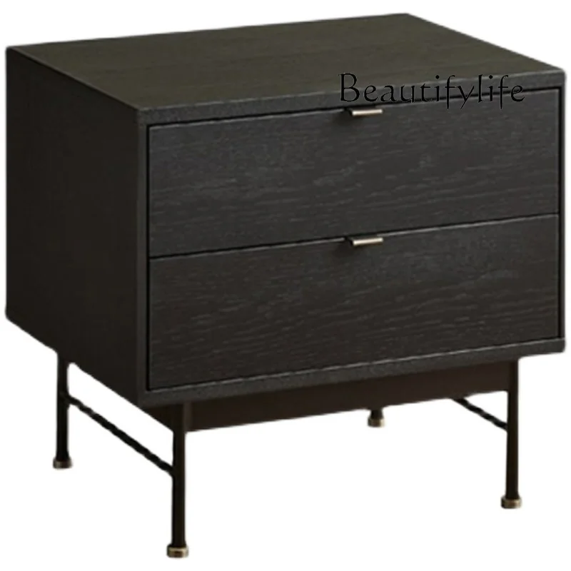 

Italian Minimalist Black Bedside Table Bedroom Small Apartment Nordic Entry Lux Style Modern Bedside Storage Locker