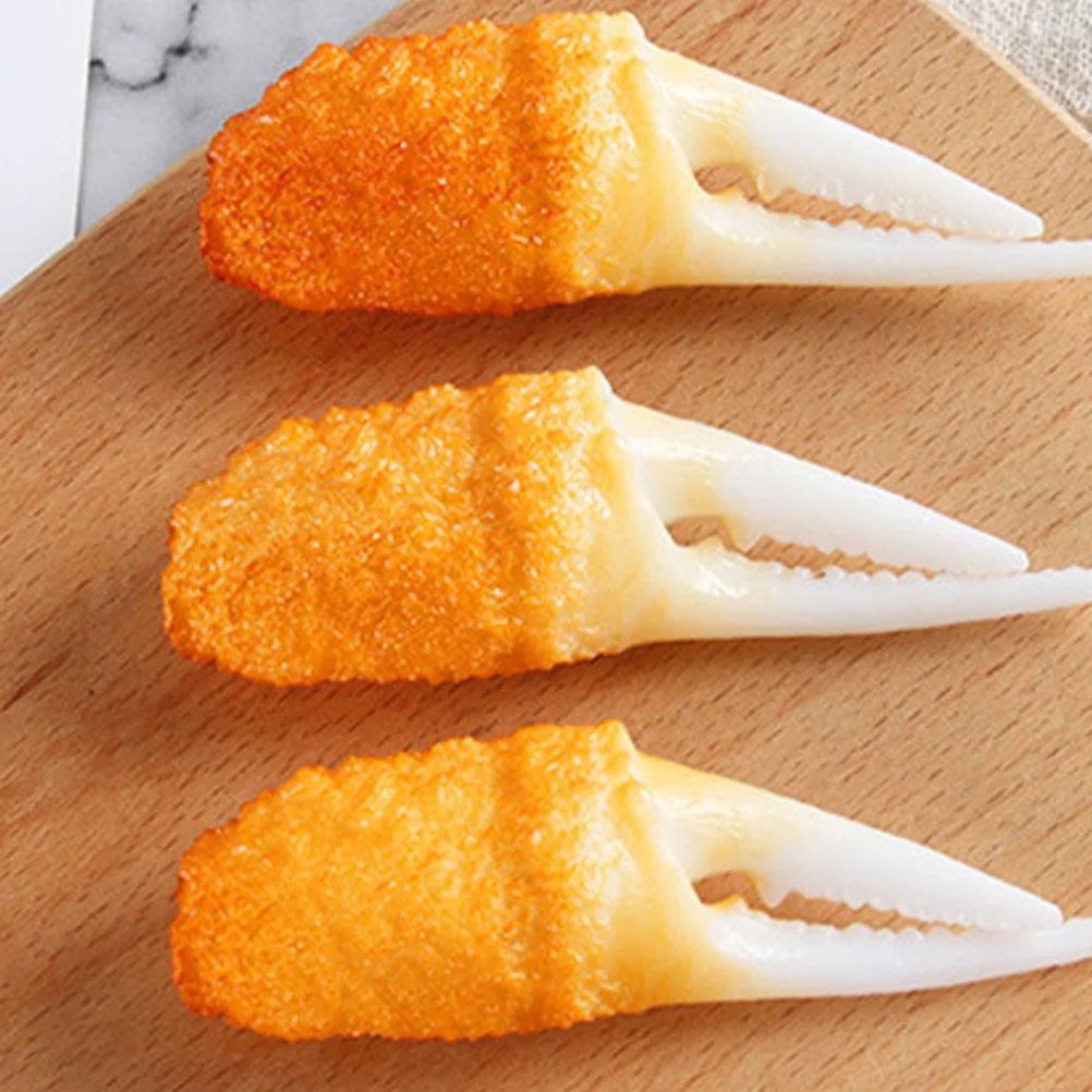 3 Pcs Shrimp Model Fake Food Pretend Play Toy Japanese-style Tempuras Prop Child