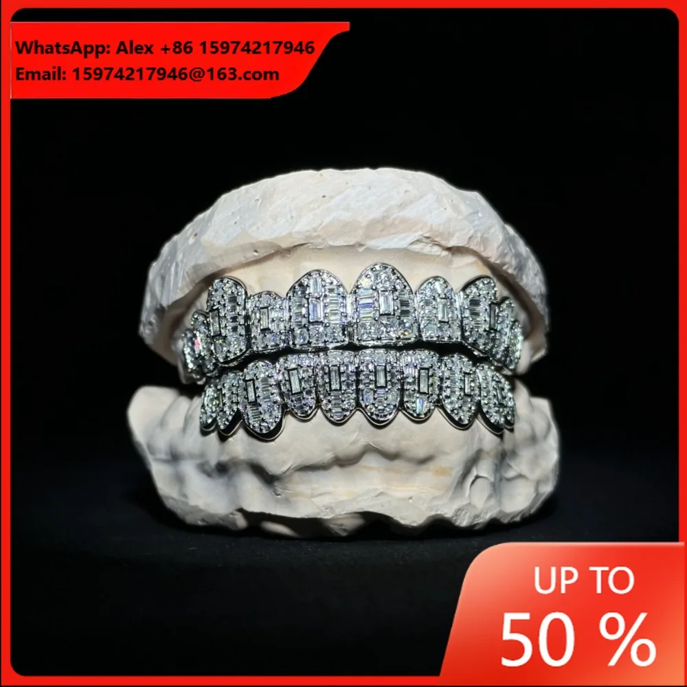 European And American Cross-border Hot-selling Grill GRILLZ Hip-hop Braces Honeycomb Inlaid Moissanite Factory Direct Sales