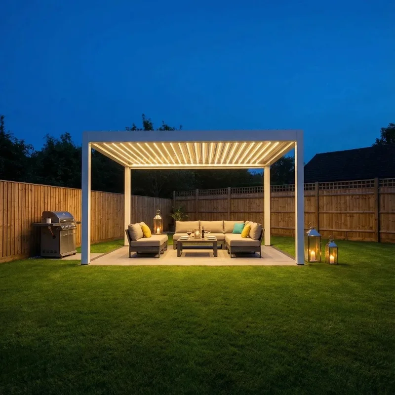 Windproof Powder Coated Aluminum Backyard Customized Size 12x16ft Sunshade Pavilion Rainproof