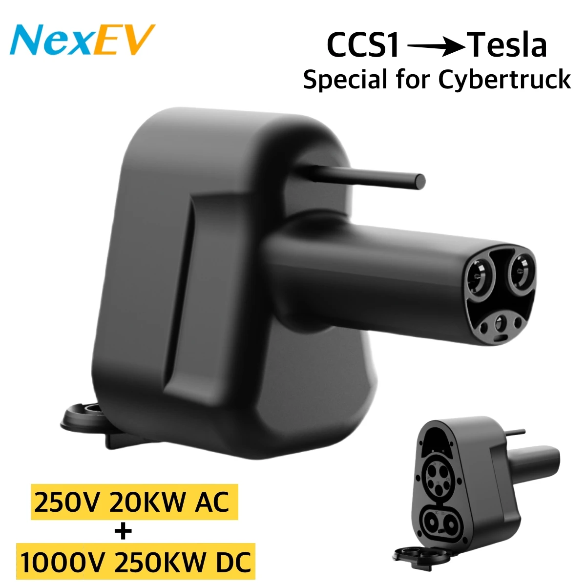 NexEV for Cybertruck Adapter CCS1 & J1772 to NACS Charging Adaptor, Fit Tesla Model 3/Y/S/X 250KW DC 20KW AC EV Convertor