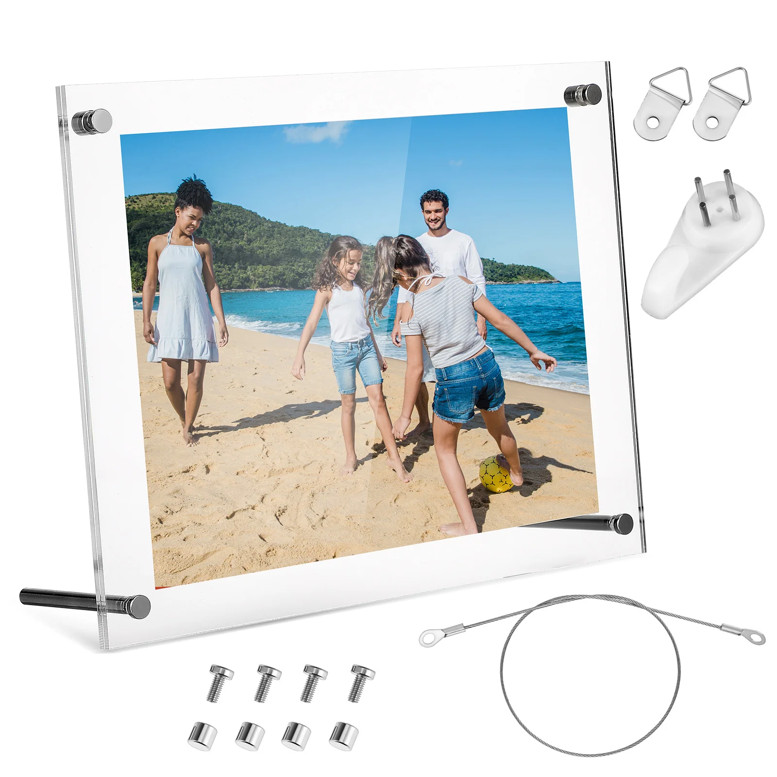Photo Frame Acrylic Clear Hanging Chain Desk Wall Display Wedding School Picture Frames Acrylic Self Standing Photo Frames