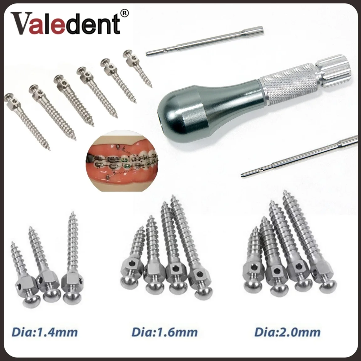 Dental Mini Implants Micro Screw Titanium Orthodontic Screwdriver Matching Tool Device 14 Sizes Hexagonal Wrench Dentistry Lab