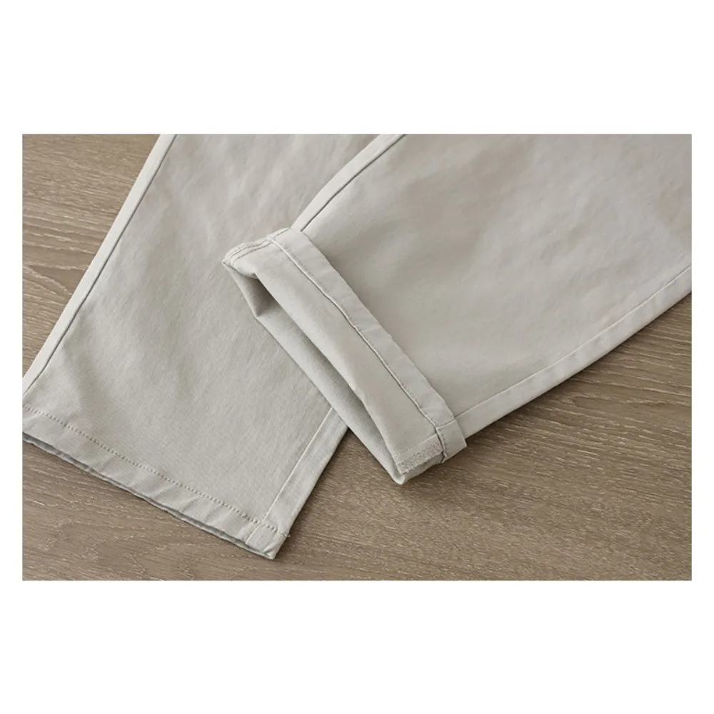 Micro-stretch nine-point pants Simple commuting casual pants Cotton slightly loose small straight pants