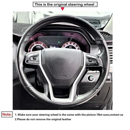 Imagen 2 del producto Protector negro para volante de coche de piel sintética para LDV T60 2017 2018 2019 2020 2021