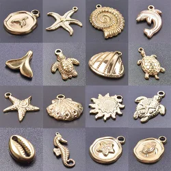 9PCS/lot Starfish Shell Sea Turtle Marine Animals Charms For DIY Jewelry Making Supplies Stainless Steel Charm Pendant Findings