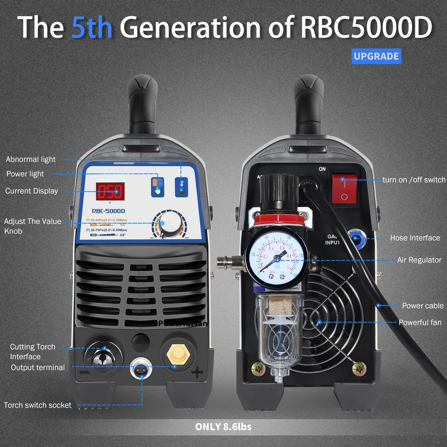 Reboot Plasma Cutter, 50Amps Plasma Cutter Machine with 120V 240V Dual Voltage, Digital IGBT Inverter Power Plasma cutters 1/2 I