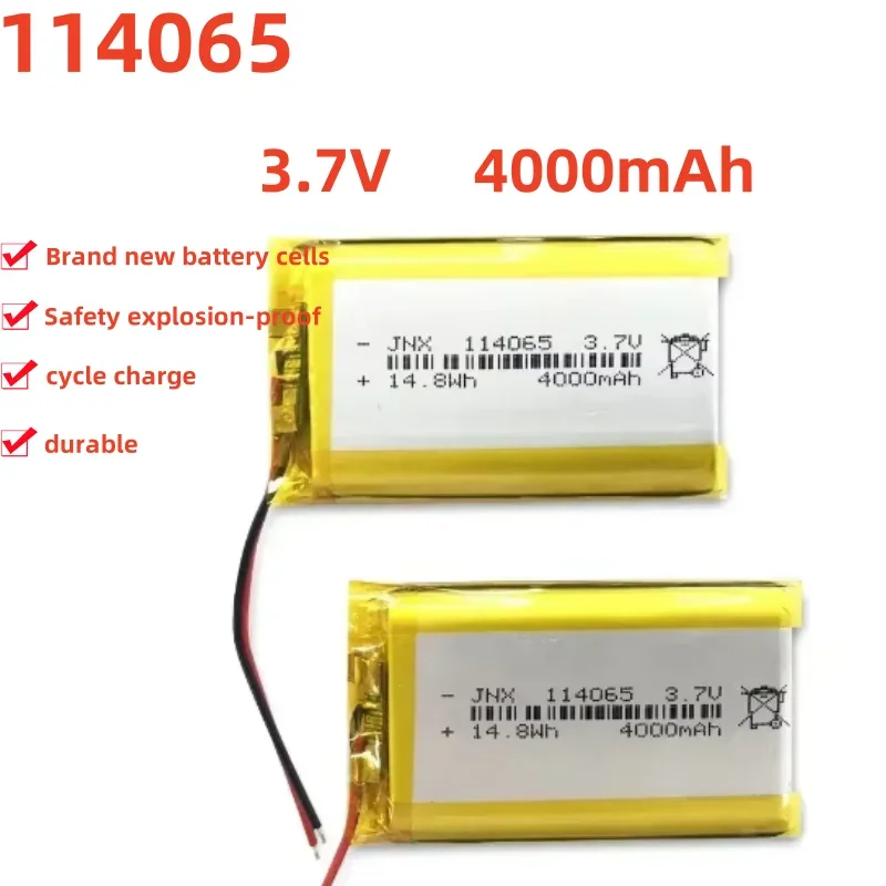 New 114065 Polymer Lithium Battery 3.7V 4000mAh Large Capacity Bluetooth Speaker Shaver Beauty Instrument Mobile Power Battery