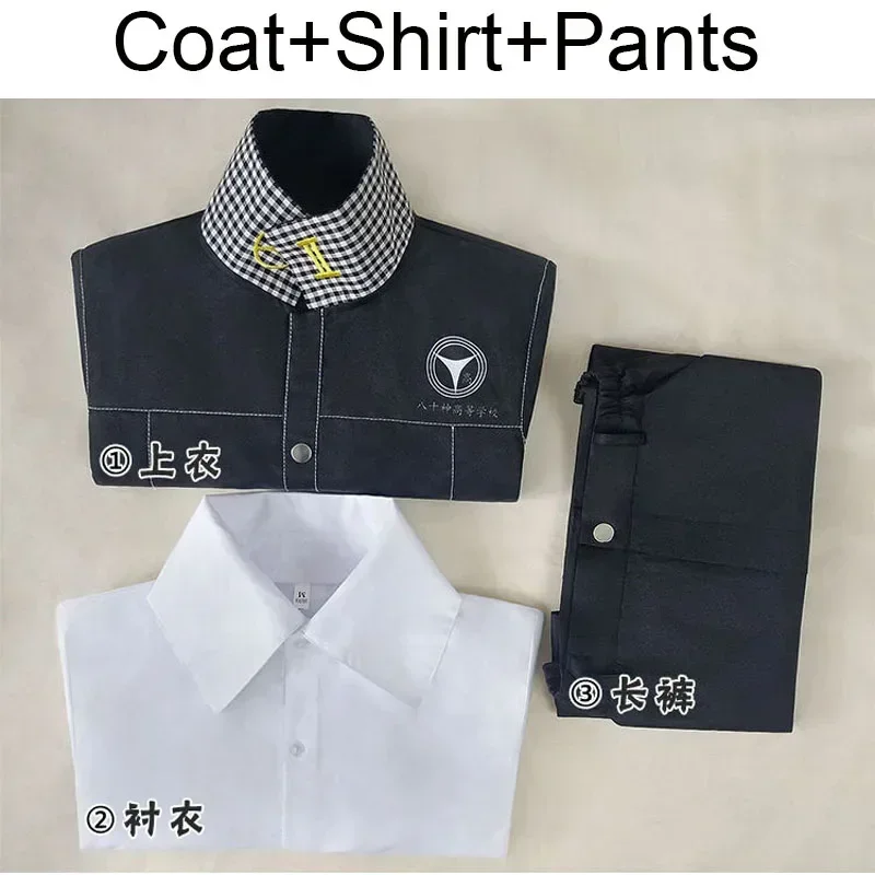 Persona 4 Narukami Yuu Cosplay P4 Game Yu Narukami Cosplay Costume School Uniform Embroidery Plaid Collar Suit Pants White Shirt view 6