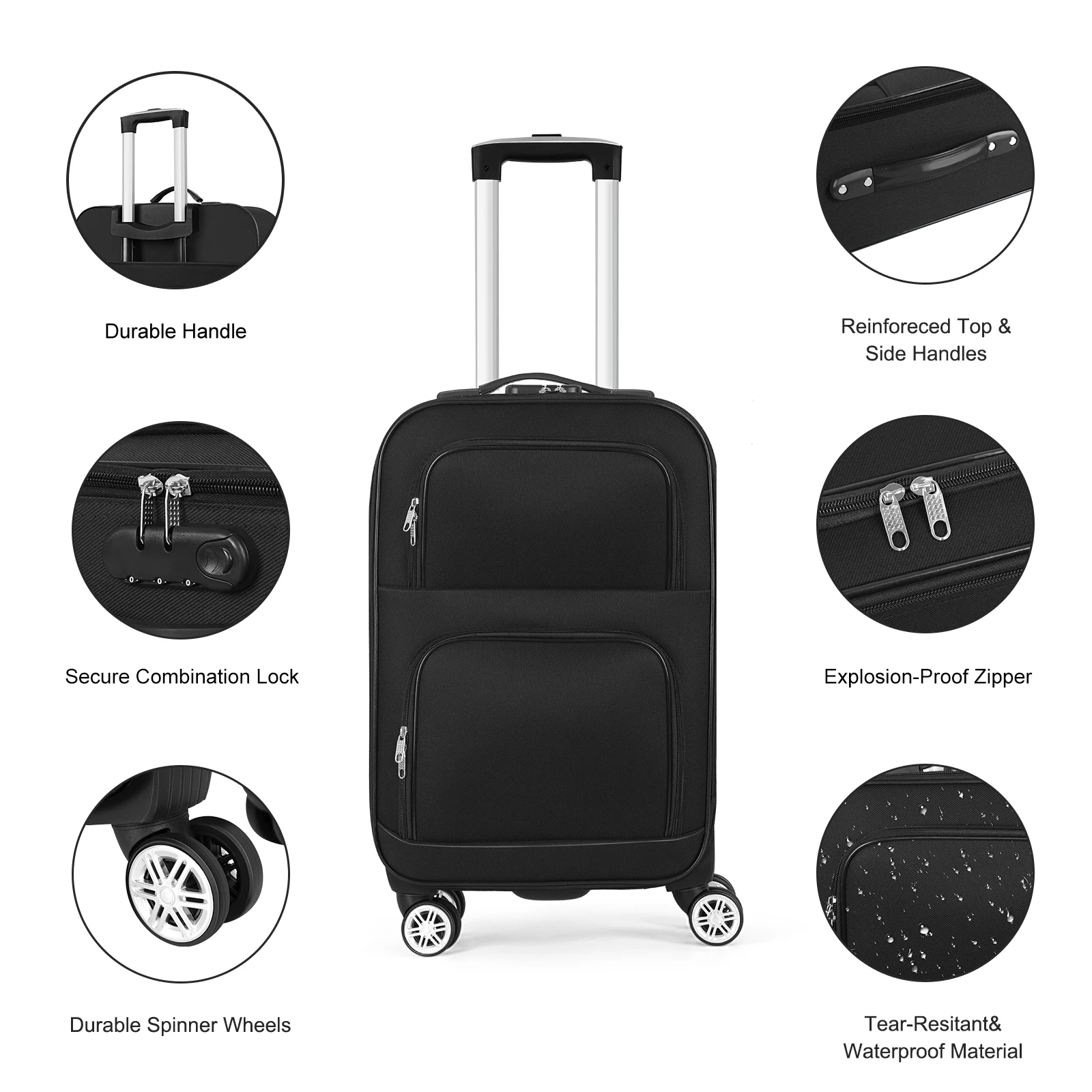 2 Pieces Luggage Set Softside Travel Suitcase with Spinner Wheels, 20+28in Lightweight Suitecase Set