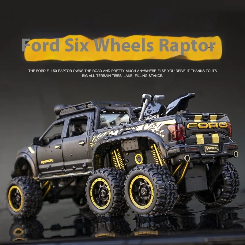 

Raptor F150 Six Wheel Pickup Off Road Children's Car Model, Lighting Effects Simulation Alloy Toy,Boys' Jeep Big Truck Gift box