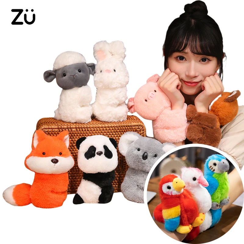 

20cm Cute Slap Band Animal Wristband Bracelet Pig Fox Panda Raccoon Parrot Plush Hand Ring Wristband Soft Toys Creative Gift