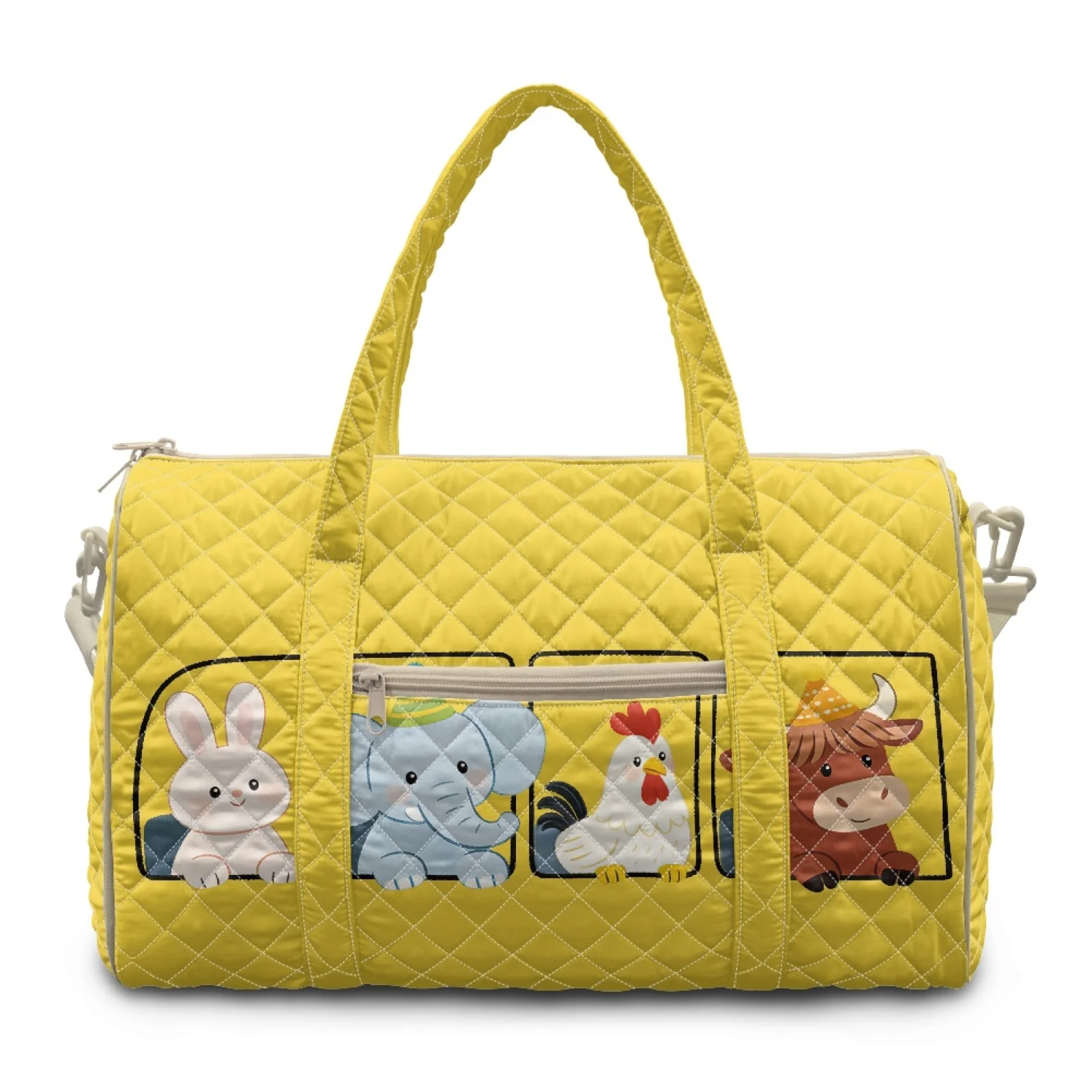 Coloranimal Cute Farm Animals Quilted Duffle Bag, Polyester Large Capacity Bag for Women, Casual Vacation Workout New Trend 2026