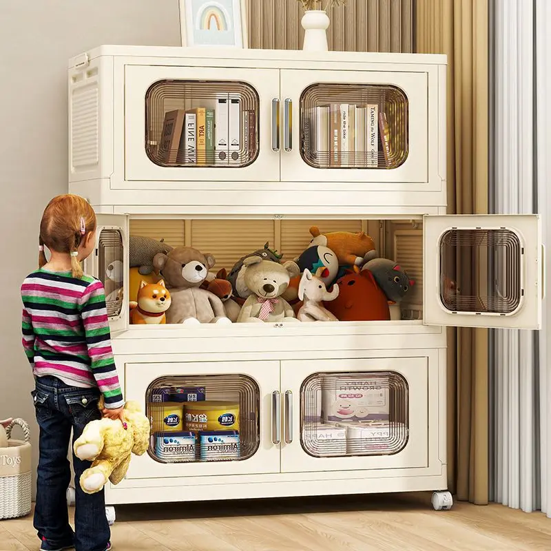 Installation-free storage cabinet Household locker Foldable baby wardrobe Multi-layer living room toy finishing locker