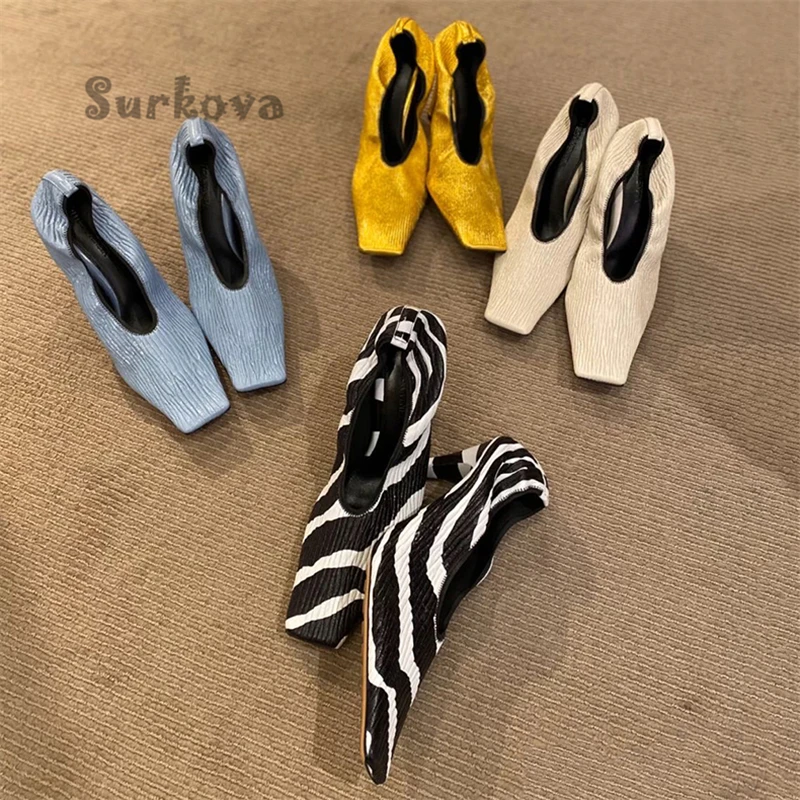 Spot-Tight Pattern Vintage French Pumps Square Toe Thin High Heels Soft Leather Shoes 2023 Women's Spike Heels Party Witch Shoes