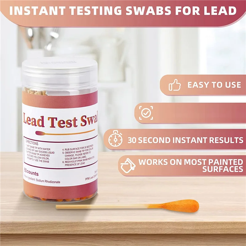 A04G-Lead Test Kit Swabs - Lead Paint Test Kit, Lead Check Swab For Home Use, Test Results In 30 Seconds (120PCS)