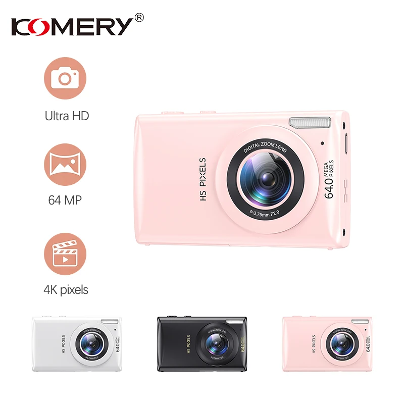 komeryデジタルカメラ、4k超高画質録画、オートフォーカス、アクションカメラ、64mpカメラ、動画と写真撮影に対応