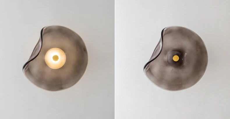 Art Amber Gray Glass LED Wall Light 3000K Sconce