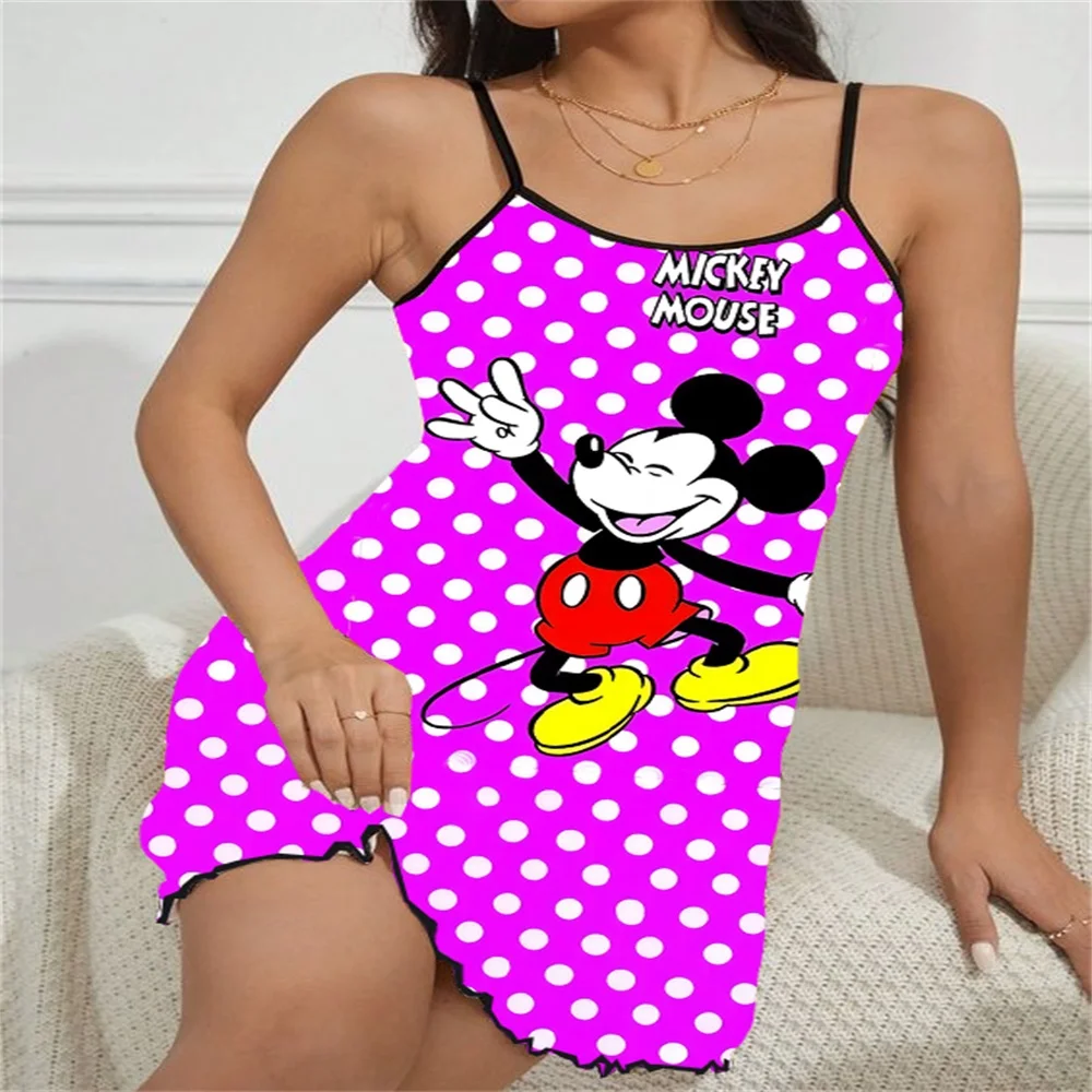 New Pattern Mickey Babydoll Dress Mini Women's Sleepwear Robes Women's Nightgowns for Sleeping Pajama Lady Dresses D/party 2024