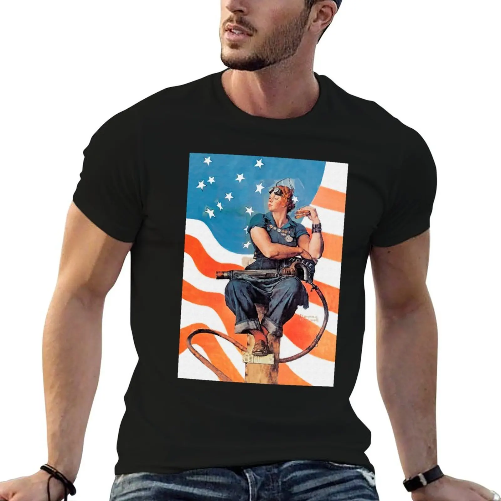 

Mens Womens Rosie The Riveter By Norman Rockwell Cute Graphic Gifts T-Shirt funny t shirts dark humor cotton tshirt 100% T-Shirt