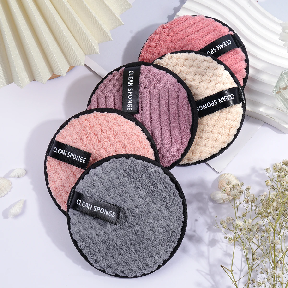 5PCS Reusable Makeup Remover Cotton Wipes Microfiber Sponge Facial Cleaning Tool Washable Sponge Pads Skin Friendly Face Towel