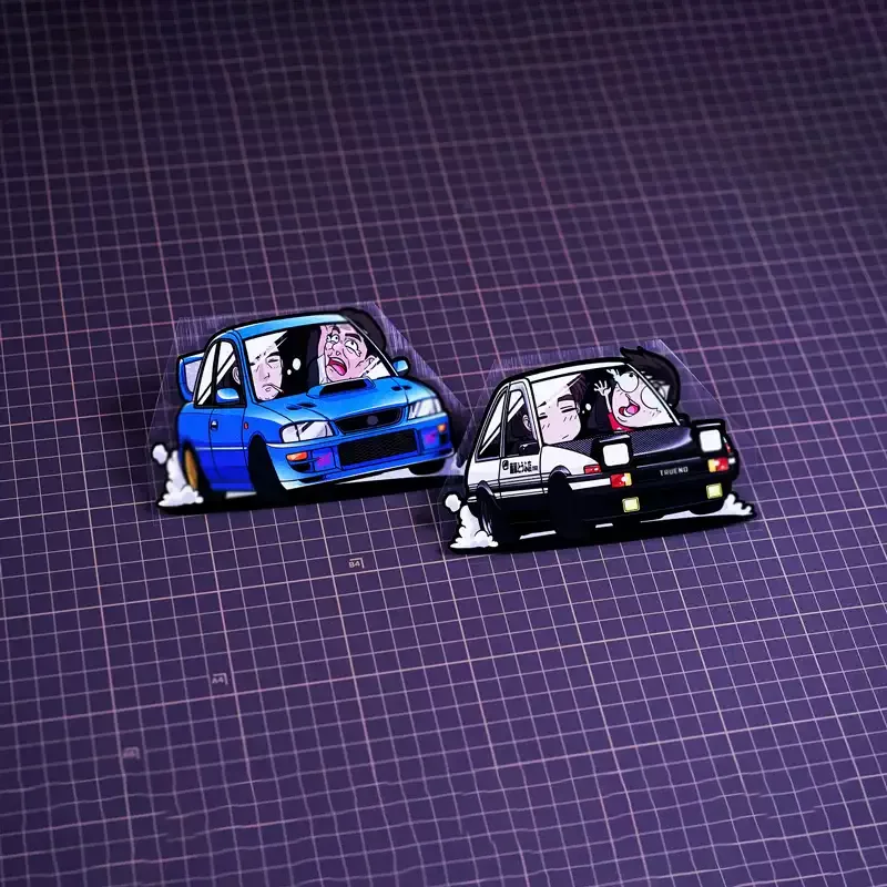 Car Styling Automobile Motocross Stickers for Japanese anime Initial D Project D AE86 Applique Helmet Motorbike Decals