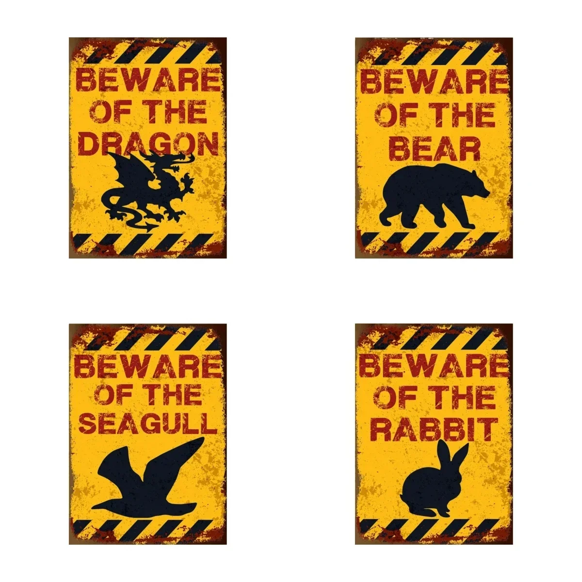 BEWARE OF Rabbit Retro Plaque Metal Tin Signs Garden Decoration Mouse Monkey Wall Stickers Kraken Plate Animal Warning Sign