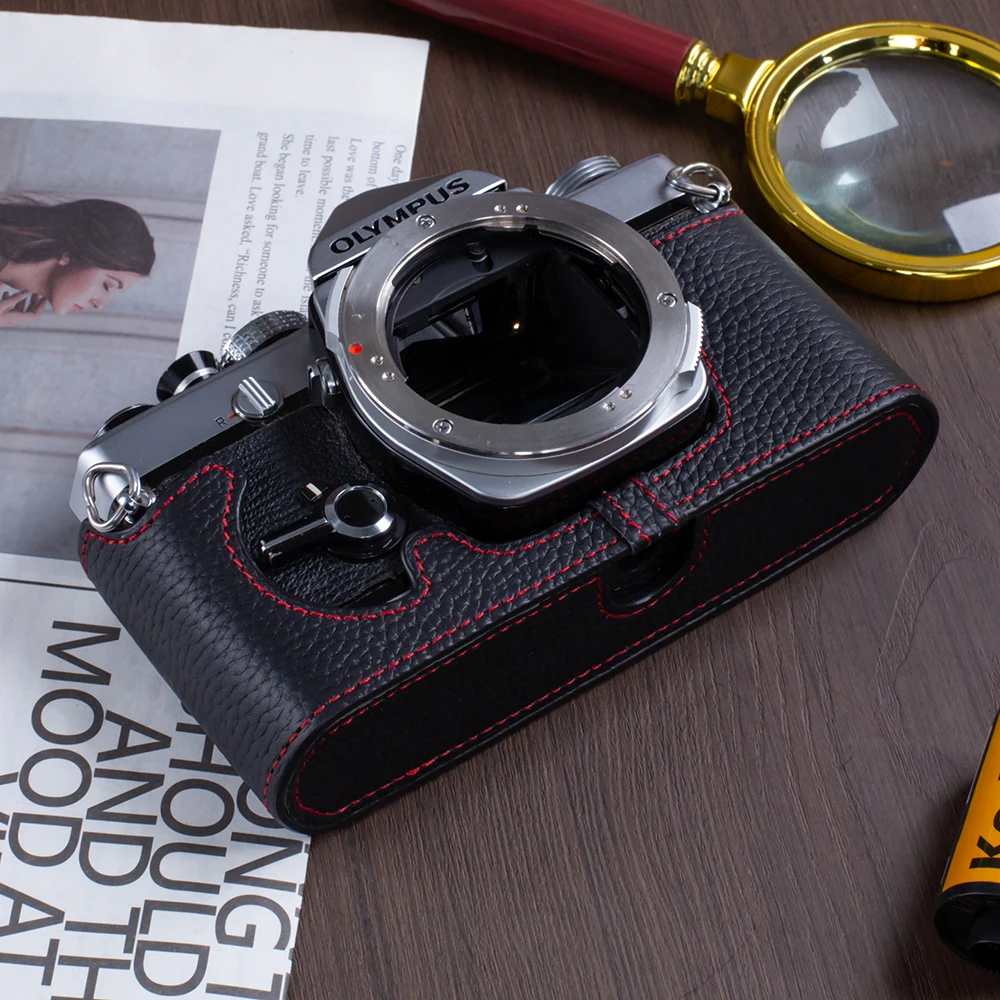 Pokrowiec na aparat Olympus OM-1/1N 2/2N 4/4Ti OM3 Skórzany pokrowiec ochronny na aparat Ręcznie wykonany pokrowiec z prawdziwej skóry