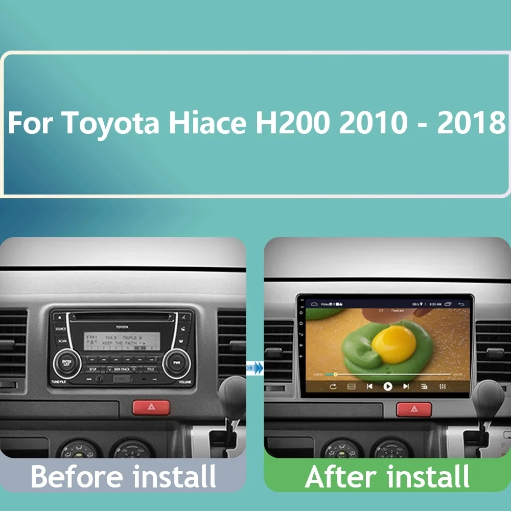 Android 14 For Toyota Hiace H200 2010 - 2018 RHD Stereo Carplay Android Auto GPS Navigation Multimedia Player Car Radio DVD